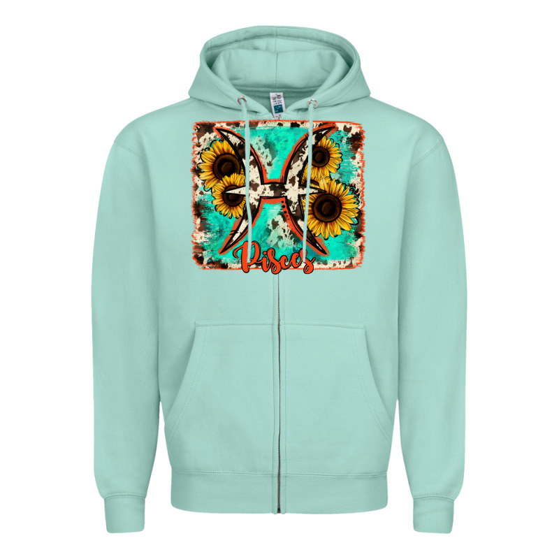 Pisces Turquoise Cowhide Zipper Hoodie by RanaPortraitStore | Teevron