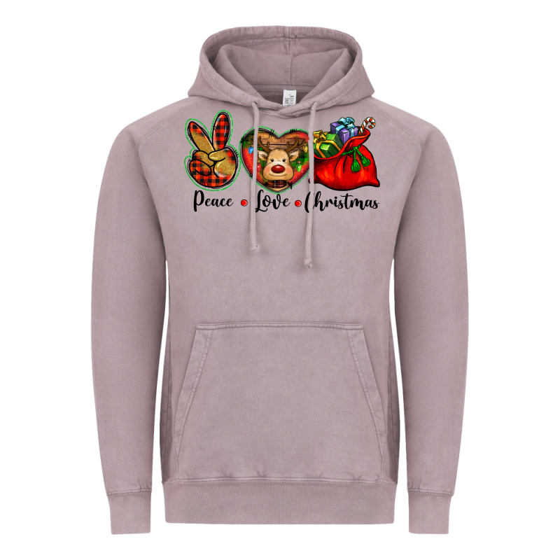 Peace Love Christmas Vintage Hoodie by BarkalooDesign | Teevron