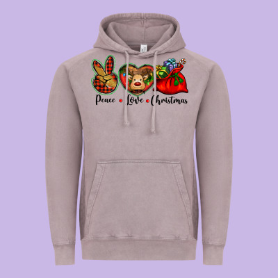 Peace Love Christmas Vintage Hoodie Designed By Barkaloodesign