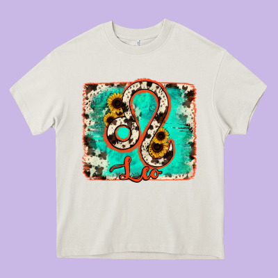 Leo Turquoise Cowhide Heavy Core Tee Designed By Ranaportraitstore