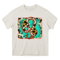 Cream leo turquoise cowhide Heavy Core Tee - RanaPortraitStore