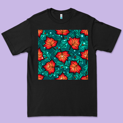 Fall Leaves Seamless Pattern Premium Tee Designed By Bundleandbundleshop