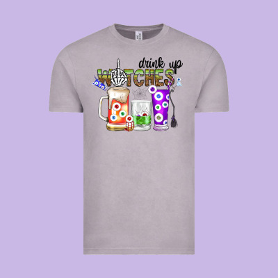Drink Up Witches Vintage Tee Designed By Cowhidedigitalart