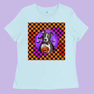 Halloween American Pitbull Terrier Ladies Tee Designed By Lillyallendesigns