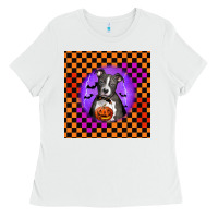 White Halloween American Pitbull Terrier Ladies Tee - LillyAllenDesigns