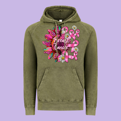 Breast Cancer Sunflower Vintage Hoodie Designed By Barkaloodesign