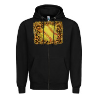 Black watercolor glitter leopard softball background Zipper Hoodie - RanaPortraitStore
