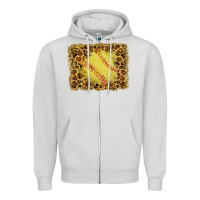 Dove Grey watercolor glitter leopard softball background Zipper Hoodie - RanaPortraitStore