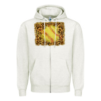 Oatmeal Heather watercolor glitter leopard softball background Zipper Hoodie - RanaPortraitStore