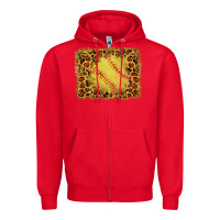 Red watercolor glitter leopard softball background Zipper Hoodie - RanaPortraitStore