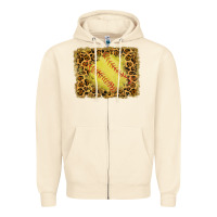Sandshell watercolor glitter leopard softball background Zipper Hoodie - RanaPortraitStore