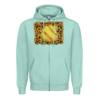 Seafoam watercolor glitter leopard softball background Zipper Hoodie - RanaPortraitStore