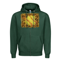 Sports Green watercolor glitter leopard softball background Zipper Hoodie - RanaPortraitStore