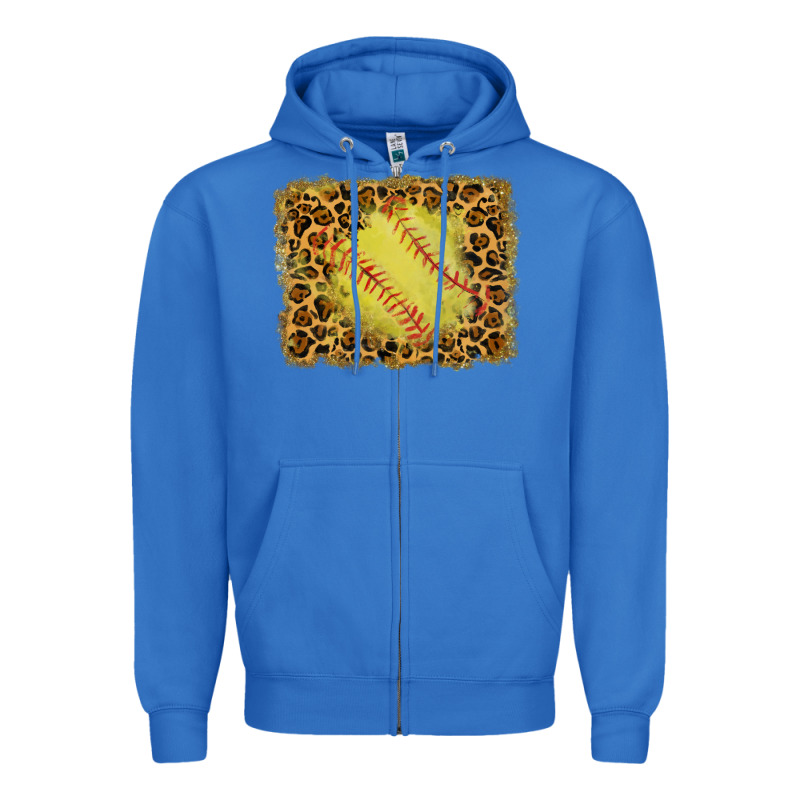 Watercolor Glitter Leopard Softball Background Zipper Hoodie by RanaPortraitStore | Teevron