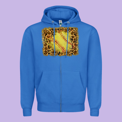 Watercolor Glitter Leopard Softball Background Zipper Hoodie Designed By Ranaportraitstore