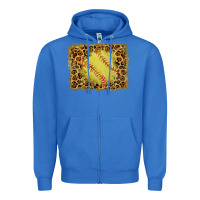 True Royal watercolor glitter leopard softball background Zipper Hoodie - RanaPortraitStore