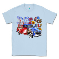 Dusty Blue Western Truck Fourth Of July America Classic Tee - FaDigitalArtStudio