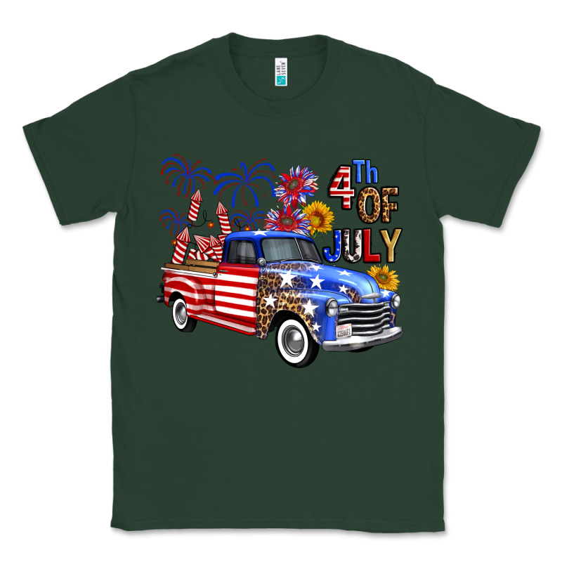 Western Truck Fourth Of July America Classic Tee by FaDigitalArtStudio | Teevron