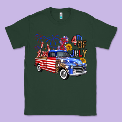 Western Truck Fourth Of July America Classic Tee Designed By Fadigitalartstudio