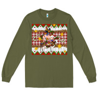 Army Green Stacked Christmas Farm Long Sleeve Tee - Artiststas