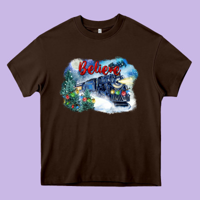 Believe Polar Express Heavy Core Tee Designed By Fadigitalartstudio
