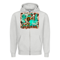 Dove Grey Sagittarius turquoise cowhide Zipper Hoodie - RanaPortraitStore