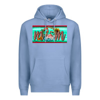 Colony Blue flamingo mom license plate Premium Hoodie - BarkalooDesign