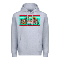 Heather Grey flamingo mom license plate Premium Hoodie - BarkalooDesign