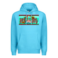 Ocean Blue flamingo mom license plate Premium Hoodie - BarkalooDesign