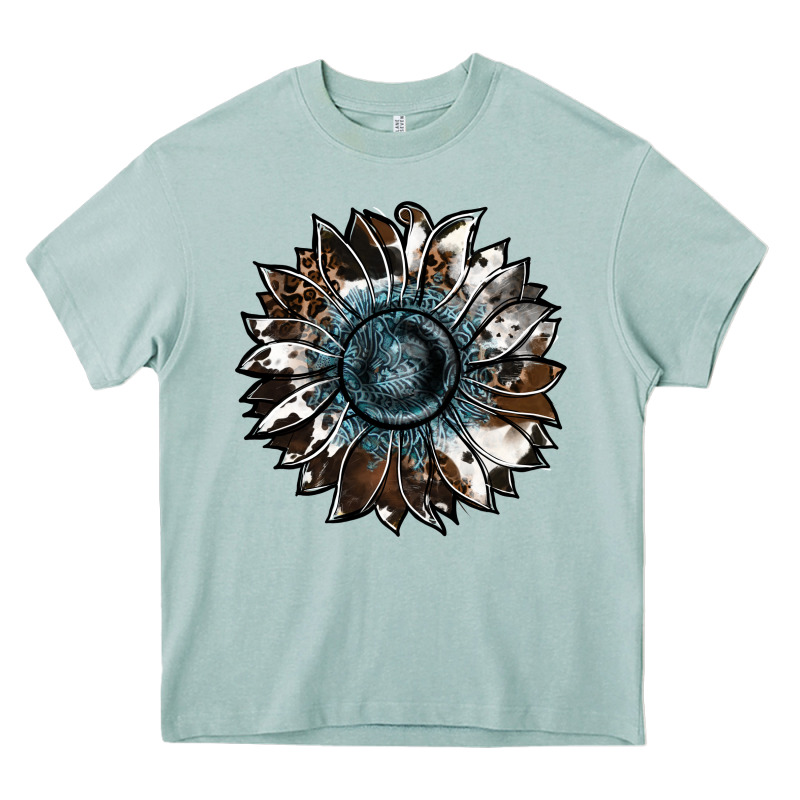 Cowhide Leopard And  Leather Sunflower Heavy Core Tee by RanaPortraitStore | Teevron