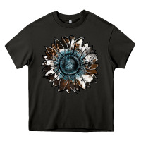 Asphalt cowhide leopard and  leather sunflower Heavy Core Tee - RanaPortraitStore