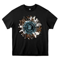 Black cowhide leopard and  leather sunflower Heavy Core Tee - RanaPortraitStore