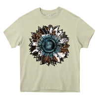 Mossy cowhide leopard and  leather sunflower Heavy Core Tee - RanaPortraitStore