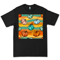 Black Pumpkin And Glitter Seamless Pattern Premium Tee - BundleAndBundleShop