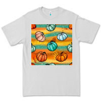 Dove Grey Pumpkin And Glitter Seamless Pattern Premium Tee - BundleAndBundleShop