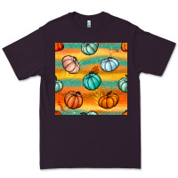 Plum Pumpkin And Glitter Seamless Pattern Premium Tee - BundleAndBundleShop