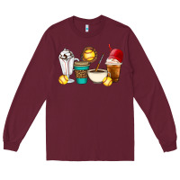Burgundy Softball coffee cups Long Sleeve Tee - Artiststas