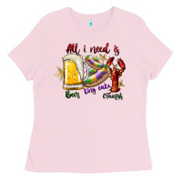 Bubblegum Pink all i need is beer king cake crawfish Ladies Tee - SublimationCraftShop