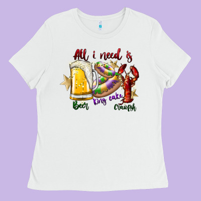 All I Need Is Beer King Cake Crawfish Ladies Tee Designed By Sublimationcraftshop