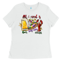 White all i need is beer king cake crawfish Ladies Tee - SublimationCraftShop