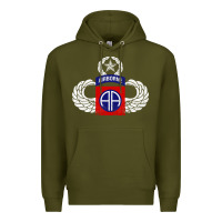 Army Green 82nd Airborne Div Parachutist Wings and Patch - Distressed Premium Hoodie - baoMotion