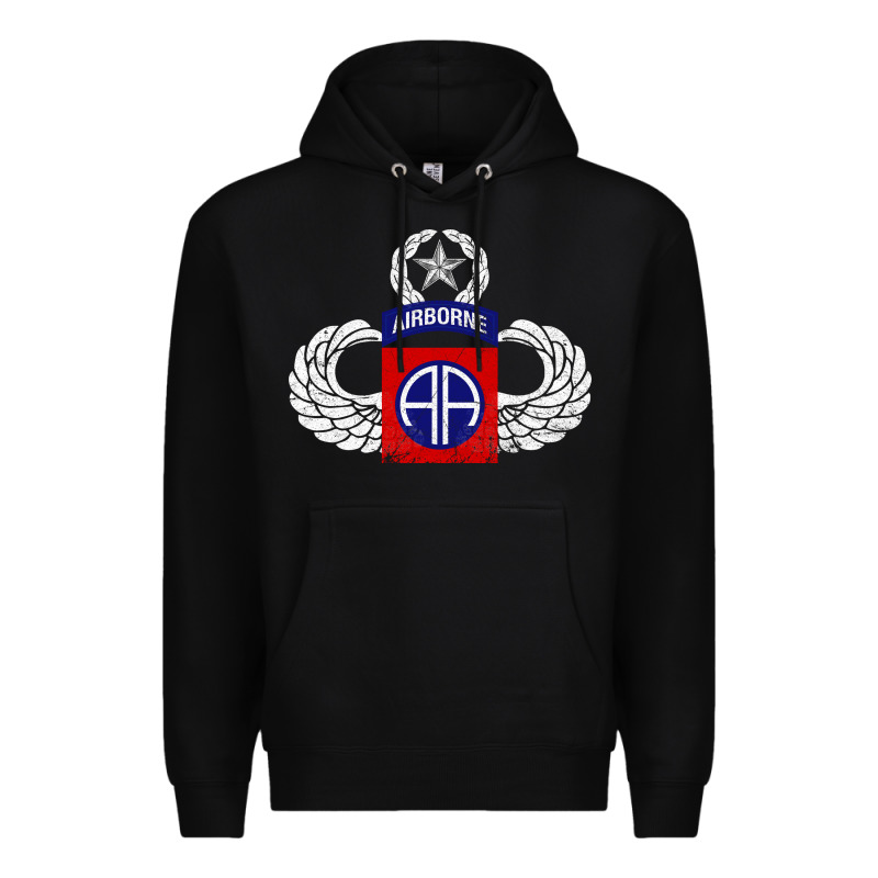 82nd Airborne Div Parachutist Wings And Patch - Distressed Premium Hoodie by baoMotion | Teevron