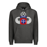 Charcoal Heather 82nd Airborne Div Parachutist Wings and Patch - Distressed Premium Hoodie - baoMotion