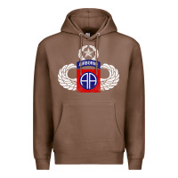 Chestnut 82nd Airborne Div Parachutist Wings and Patch - Distressed Premium Hoodie - baoMotion