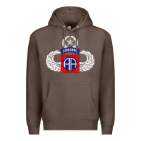 Coffee 82nd Airborne Div Parachutist Wings and Patch - Distressed Premium Hoodie - baoMotion