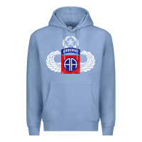 Colony Blue 82nd Airborne Div Parachutist Wings and Patch - Distressed Premium Hoodie - baoMotion