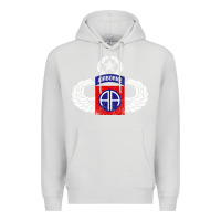 Dove Grey 82nd Airborne Div Parachutist Wings and Patch - Distressed Premium Hoodie - baoMotion