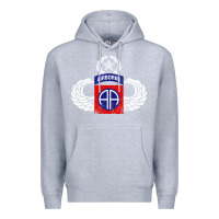 Heather Grey 82nd Airborne Div Parachutist Wings and Patch - Distressed Premium Hoodie - baoMotion