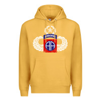 Mustard 82nd Airborne Div Parachutist Wings and Patch - Distressed Premium Hoodie - baoMotion