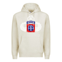 Oatmeal Heather 82nd Airborne Div Parachutist Wings and Patch - Distressed Premium Hoodie - baoMotion